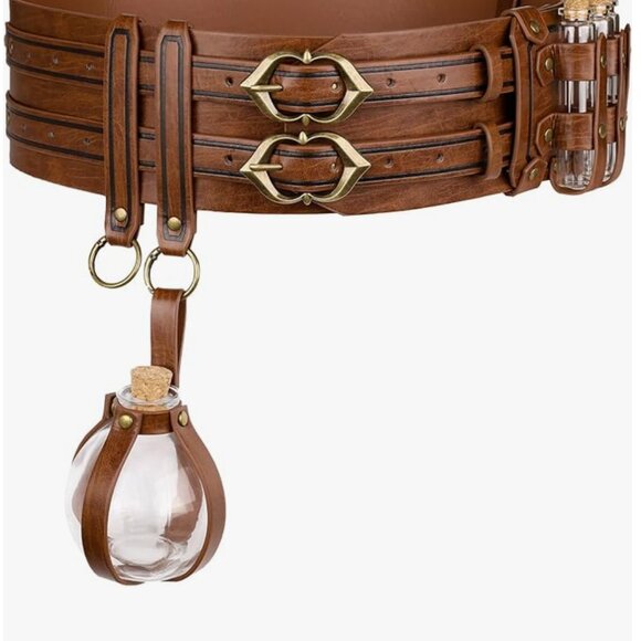 5PCs Medieval Faux Leather Alchemy Wide Belt